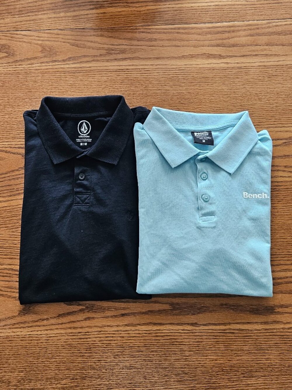Bench & Volcom Polo Shirt Bundle • Size Medium • Baby Blue + Black